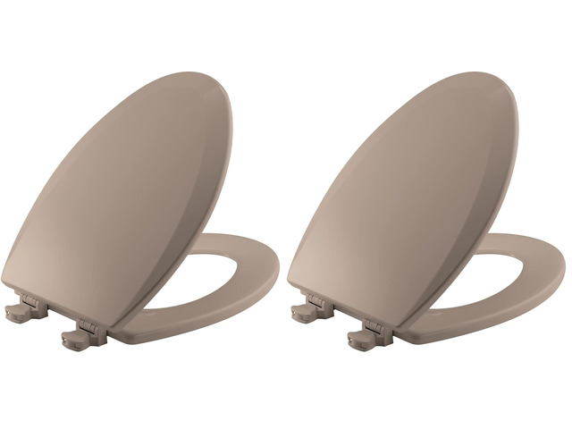 1500EC 068 Toilet Seat with Easy Clean & Change Hinges, 2 Pack Elongated, Fawn Beige