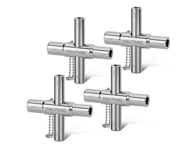 4pcs 4 Way Sillcock Water Key Faucet Valve Tool Spigot Key 1/4', 9/32', 5/16', 11/32' PL0028-4