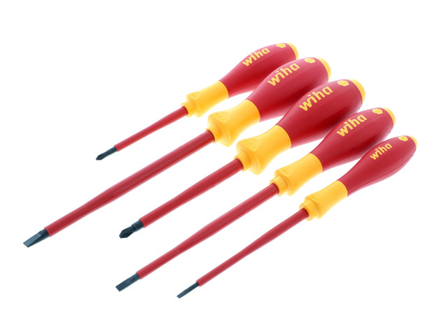 32091 Insulated Screwdriver Set, 5-Piece 1000V Electrician Tool Kit 1000V VDE certified, tested to 10,000 volts, SoftFinish cushion grip, black...