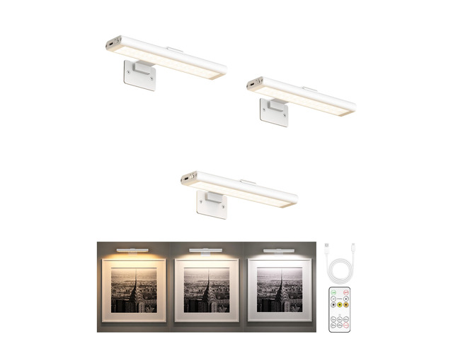 Picture Light for Wall, Rechargeable 2400mAh Lights Wireless with IR Remote, 3 Color & Dimmable Magnetic 7.8'' LED Lights Display for Painting,...
