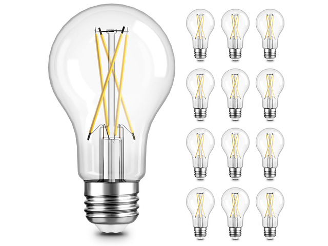 A19 LED Edison Light Bulb, E26 Dimmable Bulb, 60W Equivalent, 12 Pack Vintage Soft White Bulb 3000K, 8W 800LM High Brightness, E26 Base, A19, 80+...