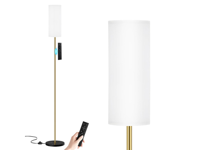 64'' Floor Lamps for Living Room with Remote Control and Stepless Dimmable Colors Temperature & Brightness, Gold Standing Lamp with Black Marble Base