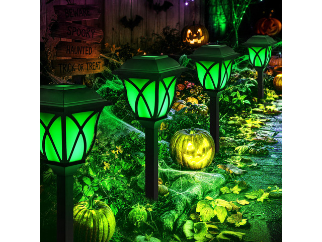 Solar Halloween Lights Outdoor, LED Solar Pathway Lights 8 Pack Garden Light Outdoor Decorations, Garden Decor for Yard, Patio, Landscape, Planter,...
