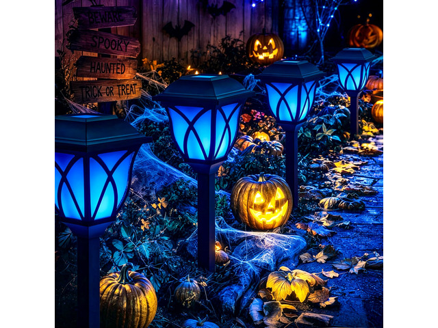 Solar Halloween Lights Outdoor Decor, Solar Pathway Lights 8 Pack Outdoor Halloween Decorations for Garden, Yard, Patio, Landscape, Planter,...