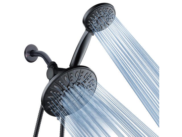 7' Premium High Pressure 3-way Rain & Handheld Shower Head Combo Enjoy Dual 6-Setting Luxury Shower Heads Separately or Together for the Best of...
