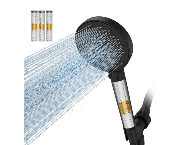 High Pressure Filtered Handheld Shower Head 9 Spray4 filters Removes Chlorine and Hard Water Impurities, Power Wash Mode, Anti-Clog Soft Silicone...