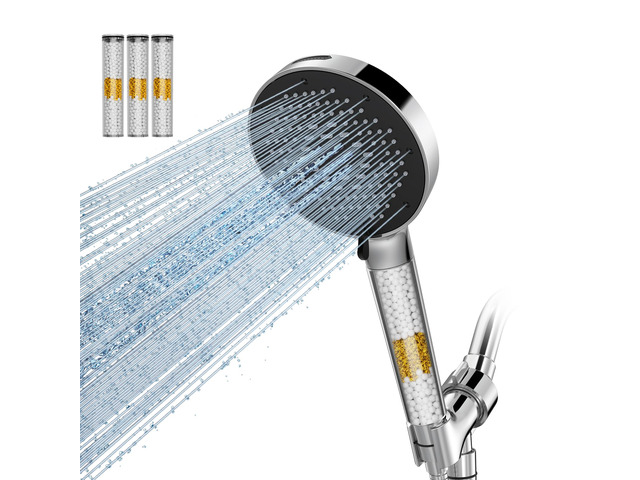 High Pressure Filtered Handheld Shower Head 9 Spray4 filters Removes Chlorine and Hard Water Impurities, Power Wash Mode, Anti-Clog Soft Silicone...