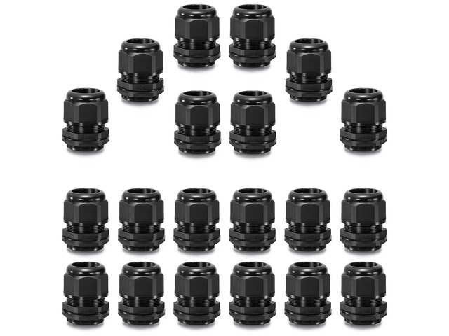 20pcs 1' NPT Cable Gland Waterproof IP68 Nylon Cable Pass Through Cord Grip Connector Strain Relief Wire Grommet