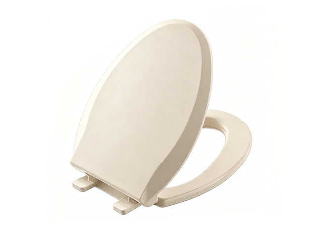 Toilet Seat Elongated Almond, 18.5 x 14.2 Inch, Slow Close, Bottom-Mount Design, Fits 2-Piece Toilets, Durable & Easy to Install, PP Material Safe...