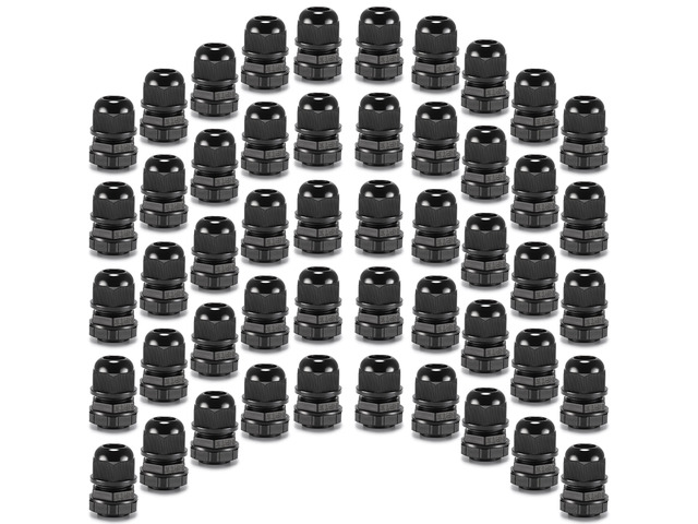 50pcs 1/2' NPT Cable Gland Waterproof IP68 Nylon Cable Pass Through Cord Grip Connector Strain Relief Wire Grommet