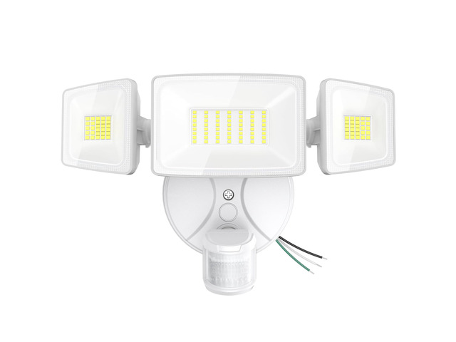 75W LED Flood Light Motion Sensor Outdoor, 7000lm Dusk to Dawn Flood Light, Security Light with Three Head, IP65 Waterproof Exterior Floodlight,...