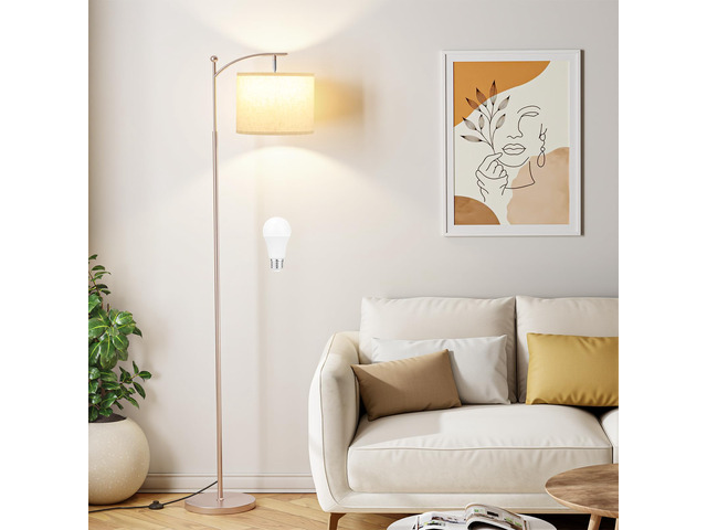60' Floor Lamp for Living Room with 3 Color Temperatures, Adjustable Beige Shade with Light Gold Pole, Tall Lamp for Bedroom Office Classroom Dorm...