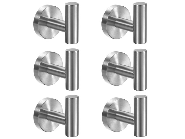 Towel Hooks for Bathroom,6 Packs Wall Mount Towel Holder,Black Matte Wall Robe Hook,Stainless Steel Heavy Duty Door Hanger Towel Hook for Kitchen,...