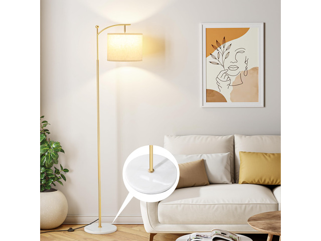 60' Floor Lamp for Living Room with 3 Color Temperatures, Gold Standing Lamp with White Marble Base, Modern Tall Lamp for Bedroom Office, 9W LED...