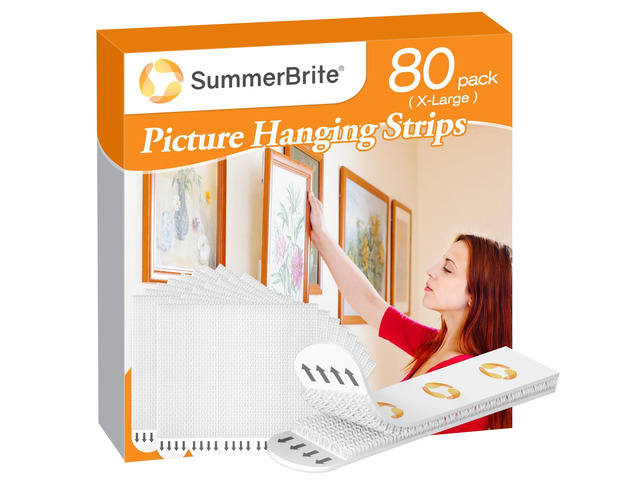 Damage Free Picture Hanging Strips, 40 Pairs, XL, White