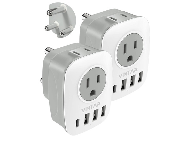 South Africa Plug Adapter, 2 Pack Type M Plug Adapter with USB C 6 in 1 with 2 Outlets 4 USB, Fast Charge, Travel Converter for US to Botswana...