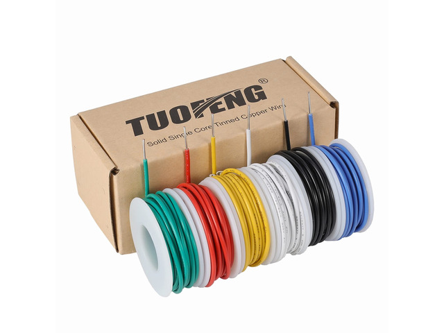 16 AWG Solid Tinned Copper Wire Kit, 6 Colors, 13.2 ft Each