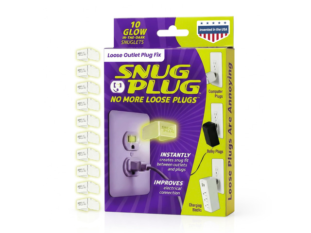 Loose Outlet Plug Fix Outlet Tightener 10-Pack Glow Dark Loose plug outlet insert gives power cords a fit, plus a glow-in-the-dark design...