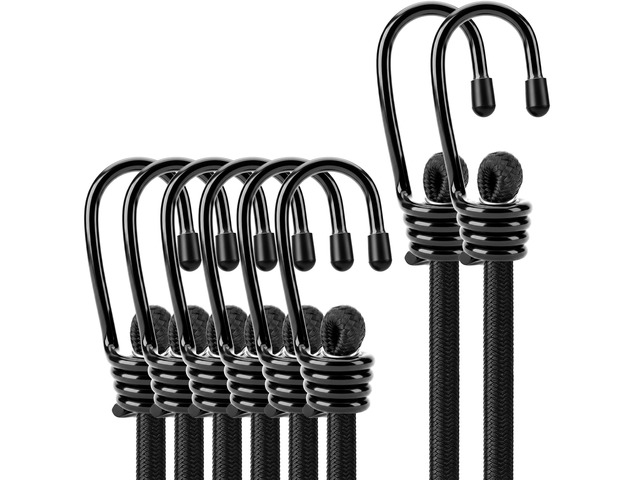 8-Piece 24 & 48 Inch Bungee Cords with Hooks, Heavy Duty Outdoor Elastic Bungee Straps, Industrial Grade Bungee Cord for Securing Tarps, Luggage,...