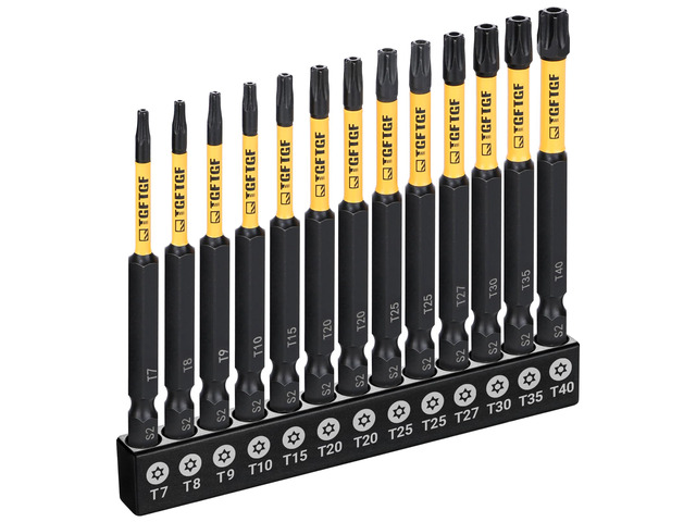Impact Torx Bit Set 13PCS (TT7-TT40), 3 S2 Steel Security Torx, Tamper Proof Torque Star Bit Set with Magnetic CNC Machined Tips, Impact...