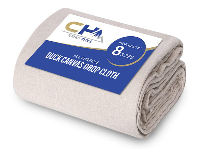 Canvas Drop Cloth for Painting (Size 12 x 15 Feet, Pack of 1) - Pure Cotton Painters Drop Cloth for Painting, Furniture & Floor Protection - All...