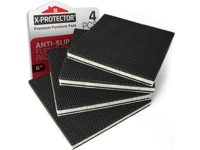 Non Slip Furniture Pads 4 PCS Premium Furniture Grippers 6'! Best Self Adhesive Rubber Feet Furniture Feet Ideal Non Skid Furniture Pad Floor...