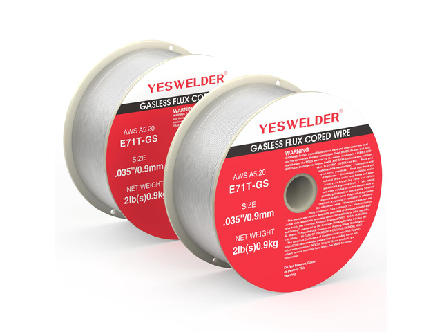 Flux Core Gasless MIG Welding Wire, E71T-GS Mild Carbon Steel 0.035 in, strong ABS spool, smooth feeding, easy handling, organized storage