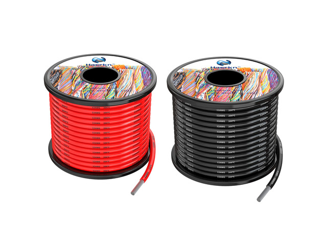 12 awg Silicone Electrical Wire Cables 2 Colors 30ft Each Spool 12 Gauge High Temp 200 deg C 600V Soft and Flexible Hook Up Oxygen Free Stranded...