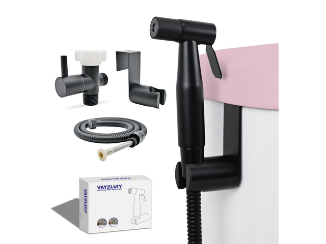 Handheld Bidet Sprayer for Toilet, Adjustable Water Pressure (Matte Black LeakFree Hose, 7/8' TValve, Fits TwoPiece Toilets, Feminine & Baby Wash,...
