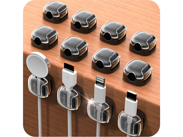 Cable Clips,12 Pack Cord Holder Cord Organizer [1s Lock & Strongest Adhesive] Spring Cord Clips Phone Charger Wire Desk Cable Management Nightstand...