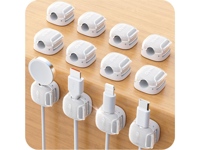 Cable Clips,12Pack Cord Holder Cord Organizer [1s Lock & Strongest Adhesive] Spring Cord Clips Phone Charger Wire Desk Cable Management Nightstand...