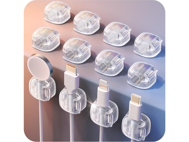 Cable Clips,12Pack Cord Holder Cord Organizer [1s Lock & Strongest Adhesive] Spring Cord Clips Phone Charger Wire Desk Cable Management Nightstand...