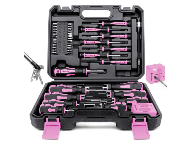 Magnetic Screwdrivers Set with Case, 43-piece Includs Slotted, Phillips, Hex, Pozidriv,Torx and Precision Screwdriver Set, Magnetizer Demagnetizer...