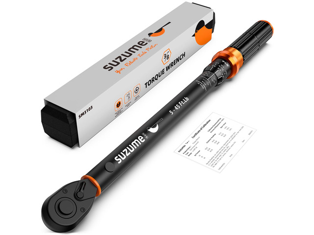 3/8 Inch Drive Torque Wrench Loud Click (5-45 Ft. Lb / 6.8-61 N. m) Â±3% Accuracy Dual-Direction Dual-Scale 72-tooth CR-V for Mechanic DIYer Bike Moto...