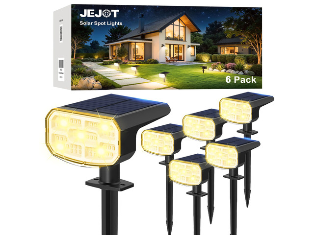 Solar Spot Lights Outdoor Waterproof, Solar Spotlights, 6 Pack 2 Lighting Modes, 120° Adjustable Solar Lights for Yard Garden Lawn Landscape...