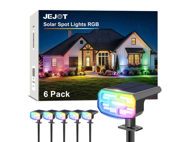 Solar Spot Lights Outdoor Waterproof, Solar Spotlights, 6 Pack 8 Lighting Modes, 120Â° Adjustable Solar Lights for Yard Garden Lawn Landscape...