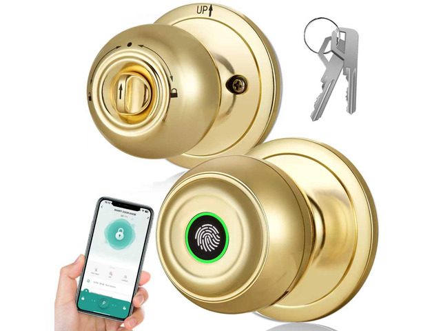 Smart Door Lock, Smart Door Knob with Locks for Bedrooms, Auto Lock Biometric Door knob with App