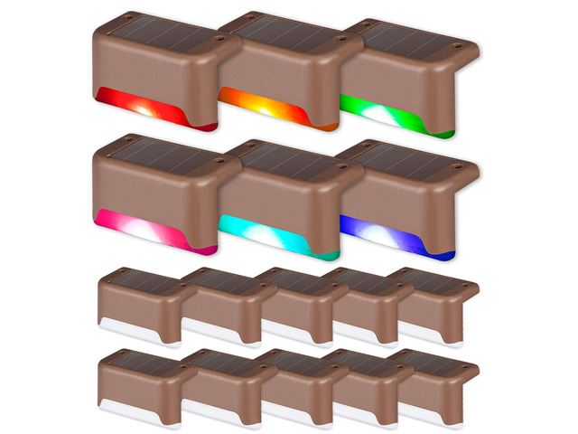Color Changing Solar Deck Lights, 16 Pack Waterproof LED Lights Step Lights for Decks,Stairs,Fences,Yards and Patios