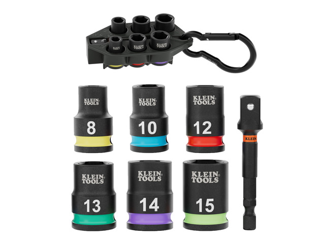 33808M Grab-And-Go Impact Socket Set, Metric, 7-Piece Set with Sleeve, Carabiner, 3/8-Inch Drive, Color-Coded 8 mm, 10 mm, 12 mm, 13 mm, 14 mm, 15...