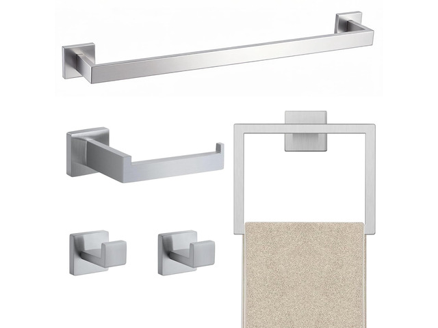5 Piece Towel Bar Set - 23.6 Inch Bath Towel Holder - Brushed Nickel Stainless Steel Towel Racks for Bathroom Wall Mounted, Towel Rod for Bathroom...
