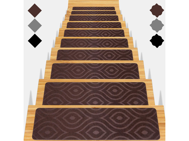 Stair Treads for Wooden Steps 15pcs 8x30in Non-Slip Stairs Carpet Runner Indoor Stair Mats for Kids Elders and Pets