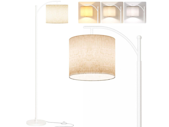 Arc Floor Lamp, Modern Floor Lamp with 9W 3 Color Temperatures Bulb Metal Standing Lamps with Adjustable Hanging Lampshade, Tall Floor Lamps for...