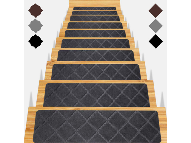 Stair Treads for Wooden Steps 15pcs 8x30in Non-Slip Stairs Carpet Runner Indoor Stair Mats for Kids Elders and Pets