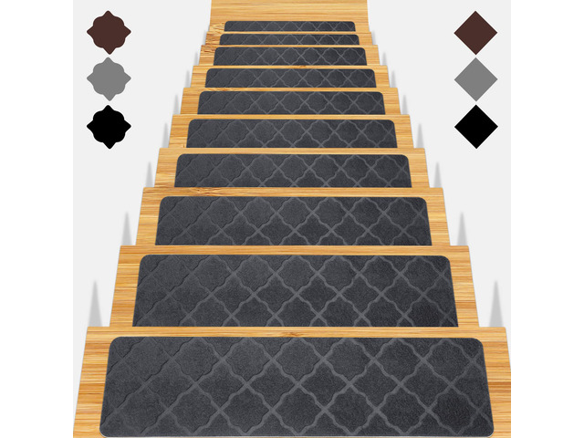 Stair Treads for Wooden Steps 15pcs 8x30in Non-Slip Stairs Carpet Runner Indoor Stair Mats for Kids Elders and Pets