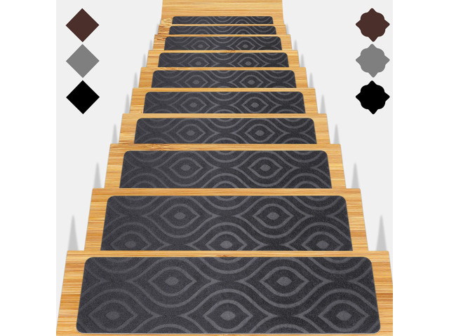 Stair Treads for Wooden Steps 15pcs 8x30in Non-Slip Stairs Carpet Runner Indoor Stair Mats for Kids Elders and Pets