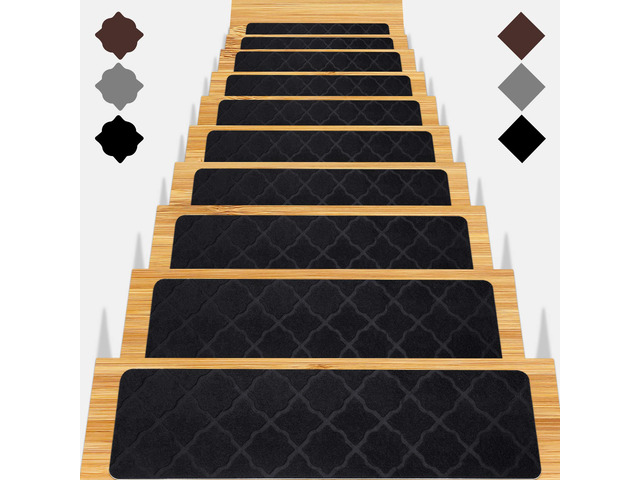 Stair Treads for Wooden Steps 15pcs - 8x30in Carpet Stairs Runner Indoor Non-Slip Stair Mats for Kids Elders and Pets