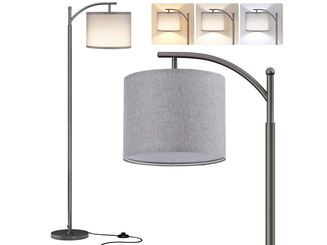 Arc Floor Lamp, Modern Floor Lamp with 9W 3 Color Temperatures Bulb Metal Standing Lamps with Adjustable Hanging Lampshade, Tall Floor Lamps for...