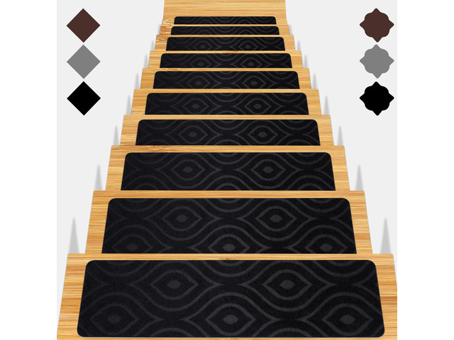 Stair Treads for Wooden Steps 15pcs 8x30in Non-Slip Stairs Carpet Runner Indoor Stair Mats for Kids Elders and Pets