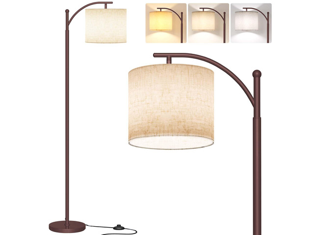 Arc Floor Lamp, Modern Floor Lamp with 9W 3 Color Temperatures Bulb Metal Standing Lamps with Adjustable Hanging Lampshade, Tall Floor Lamps for...