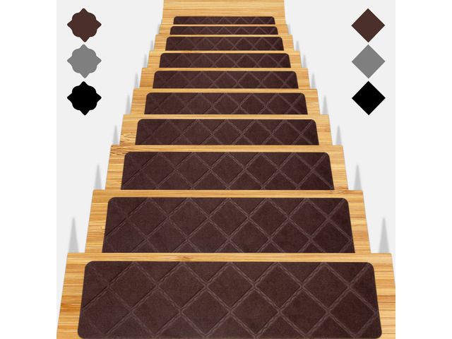 Stair Treads for Wooden Steps 15pcs 8x30in Non-Slip Stairs Carpet Runner Indoor Stair Mats for Kids Elders and Pets